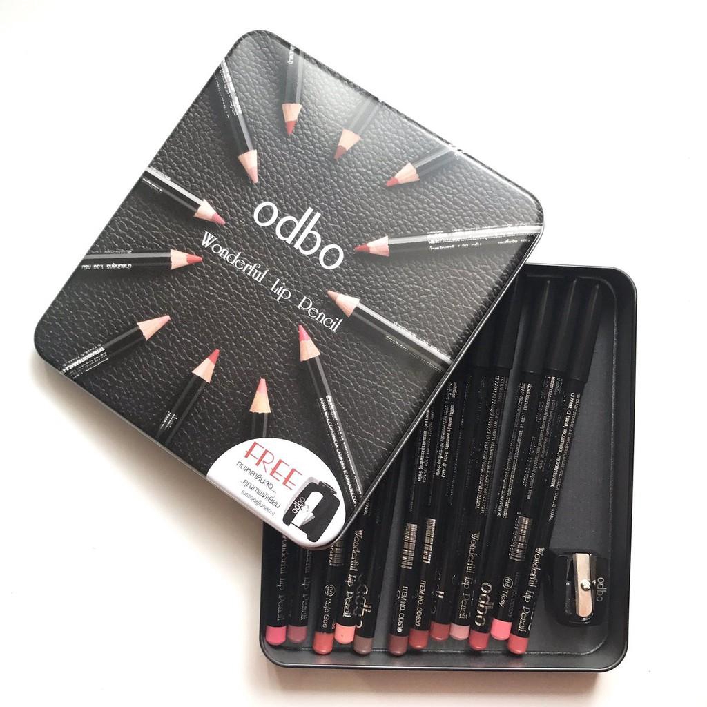 Hộp 12 cây Chì Kẻ Môi Odbo Wonderful Lip Pencil Thái Lan tặng kèm chuốt chì*