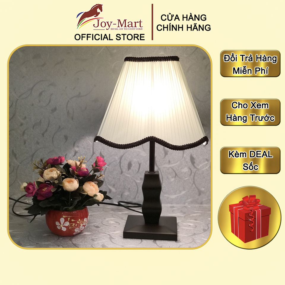 Đèn bàn trang trí phòng ngủ - joymart - đèn để bàn thân gỗ tự nhiên, thiết kế hiện đại, chao vải lụa mb6112