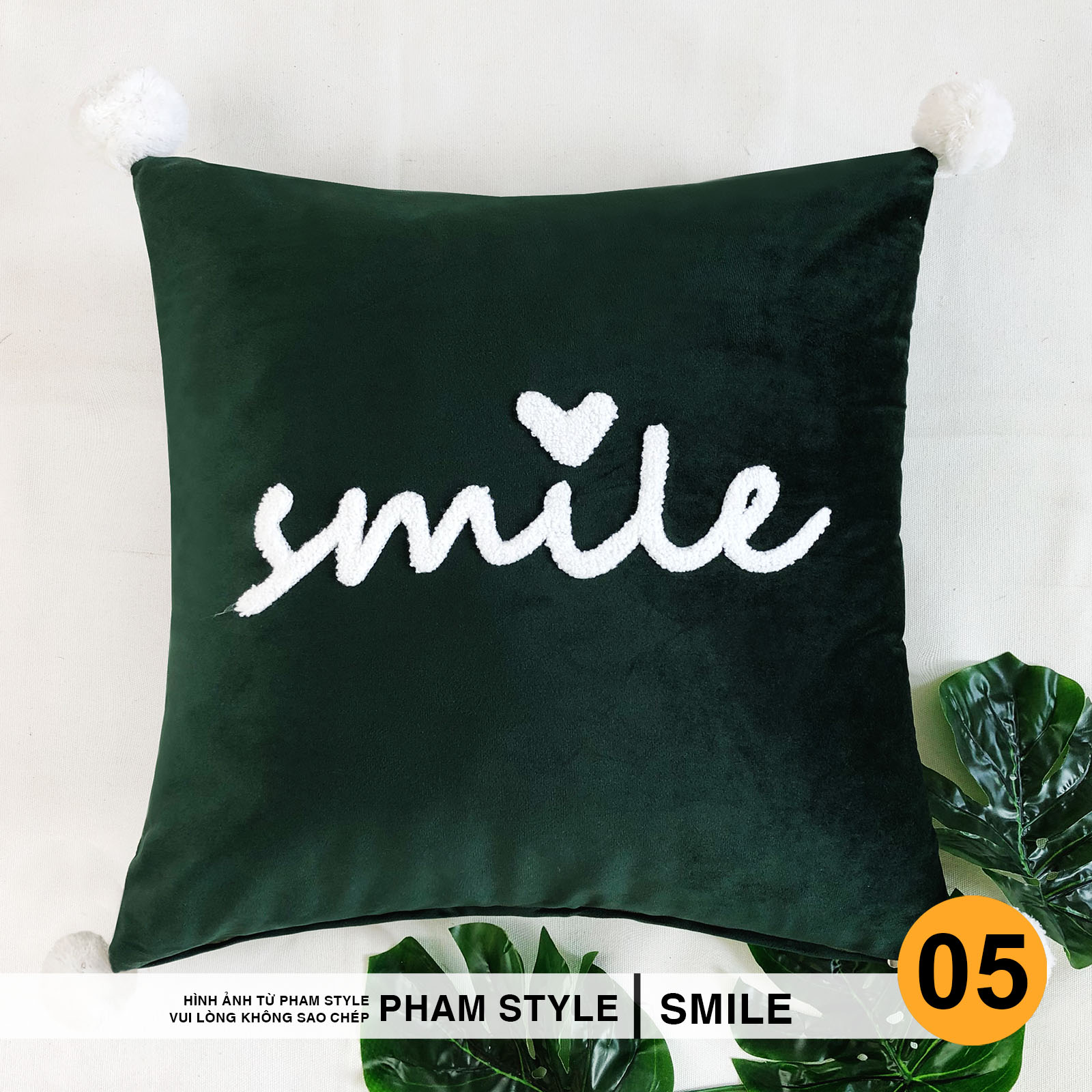 Vỏ Gối Sofa Trang Trí SMILE (45x45cm)