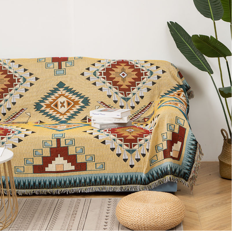 [HCM]THẢM TRẢI SOFA THẢM TRẢI SÀN KHĂN PHỦ SOFA VINTAGE VÀNG