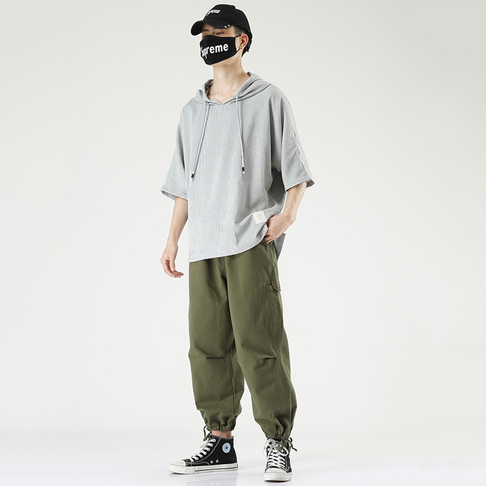 Bộ Quần Áo Thun Nam Áo Hoddie Trơn Ngắn Tay Phối Quần Joggger Bo Ống Hot Trend 2024 Thời Trang FASHION4MENHN SET NAM 90000156C