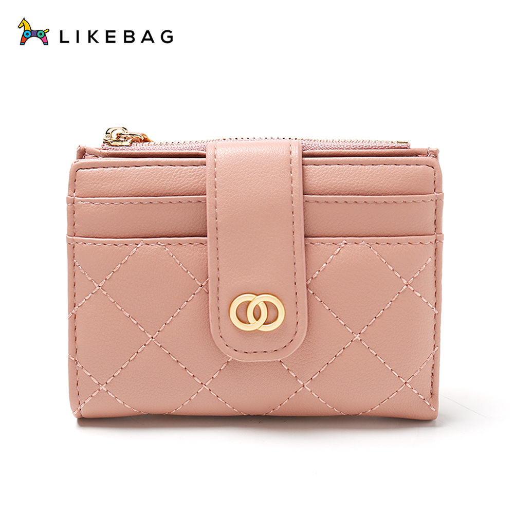Ví Ngắn LIKEBAG Ví Gấp Da PU Màu Trơn