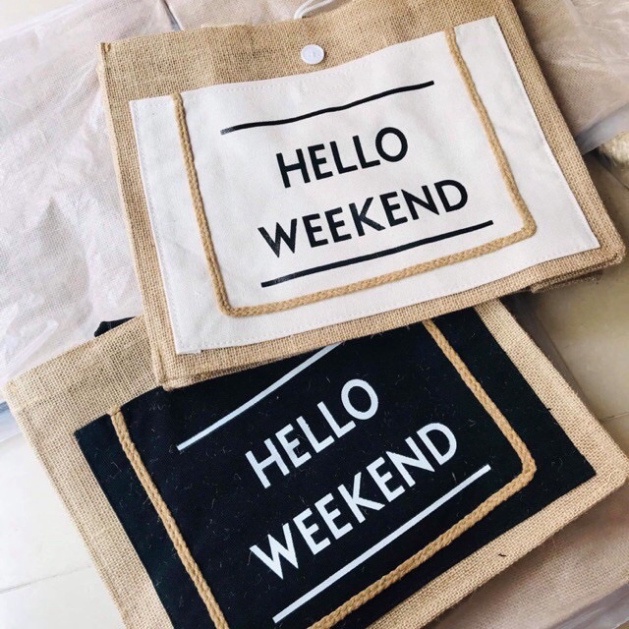 Túi Cói Đi Biển Túi cói đi du lịch Hello Weekend Hottrend❤️FREESHIP❤️