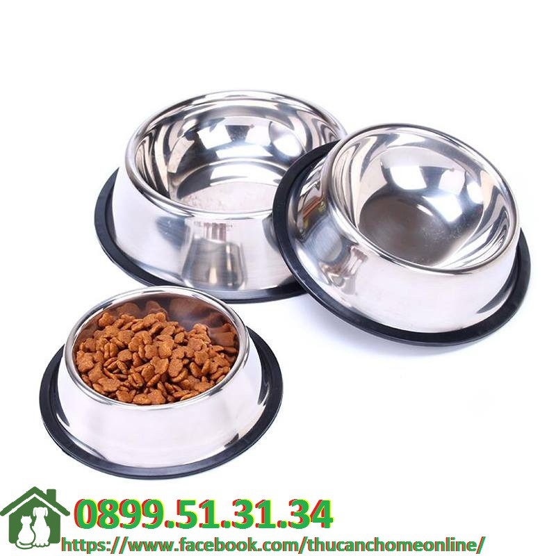 Bát inox trắng đựng đồ ăn cho thú cưng sz 22 cm
