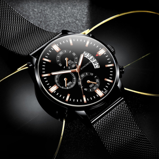 Đồng hồ nam GF dây thép lụa đen chạy lịch ngày cao cấp Special Design (Full hộp) thumbnail