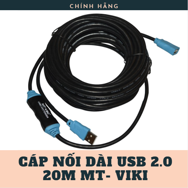 Cáp nối dài usb 20m có ic khuếch đại tín hiệu mt-viki - hàng chính hãng