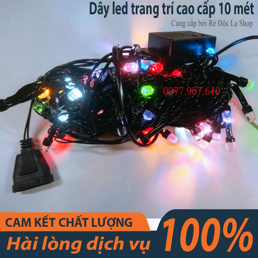 Dây đèn Led trang trí cao cấp dài 10 mét 60 bóng, siêu bền, bao đứt, chống nắng, mưa thích hợp trang trí noel, lễ, tết, sinh nhật(N007)