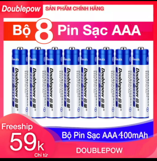 Bộ 8 pin sạc AAA 400mAh Doublepow - Pin đũa sạc AAA - Pin 3A Cho remote điểu khiển tivi, điều hòa, quạt, và các thiết bị điện tử thumbnail