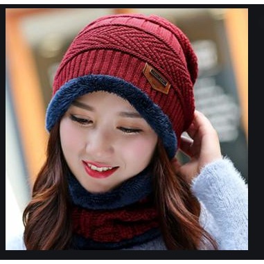Mũ len kèm khăn cổ HÀN QUỐC cho nam và nữ..