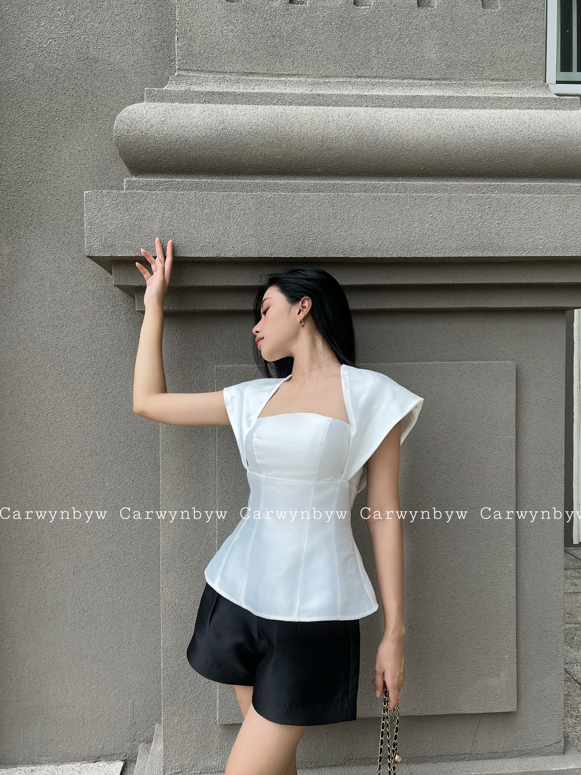 Áo Thiết Kế Peplum Cúp Ngực Tay Kiểu (Poly Top)