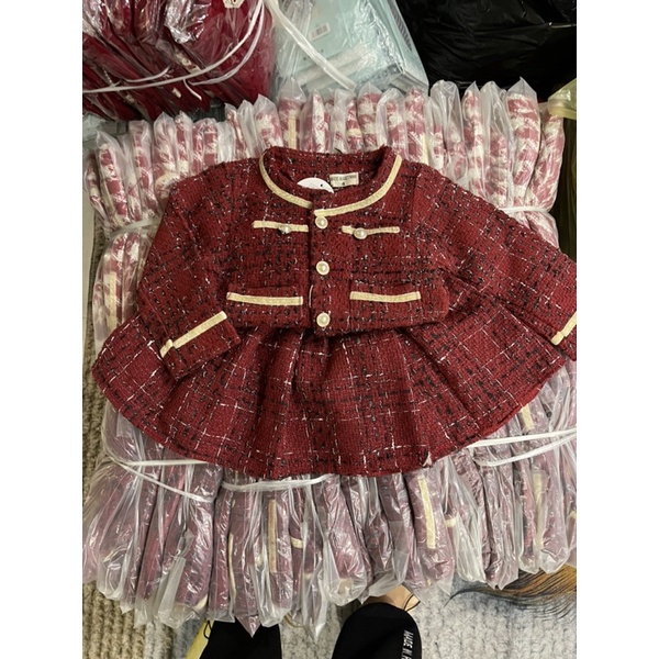 set váy dạ cho bé gái hàn quốc 10-20kg