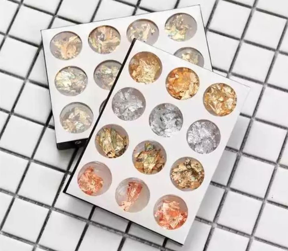 Giấy bạc nail , giấy nhún vàng bạc trang trí móng
