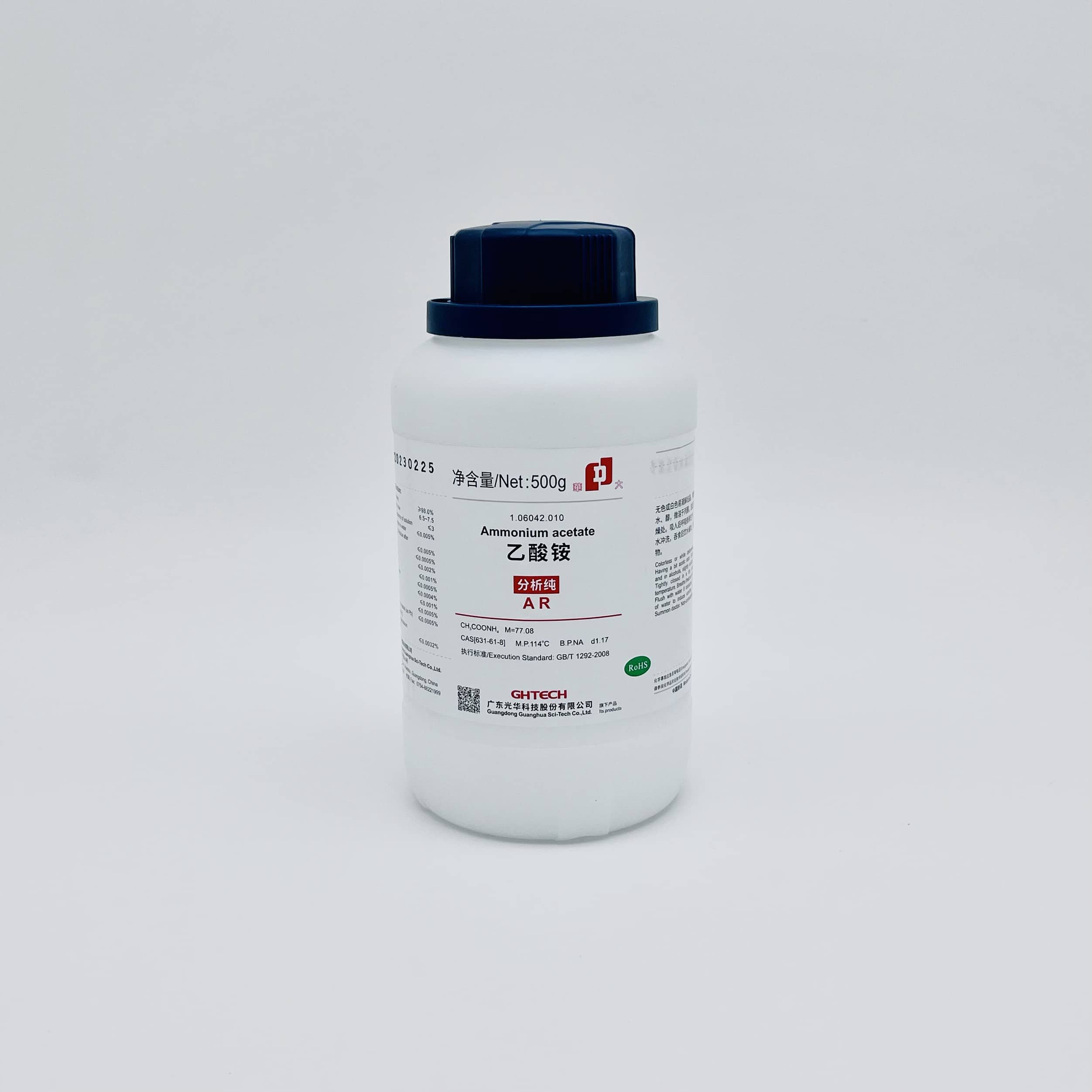 Hóa chất Ammonium Acetate (AR, Chai 500G, GHTECH, Cas 631-61-8)