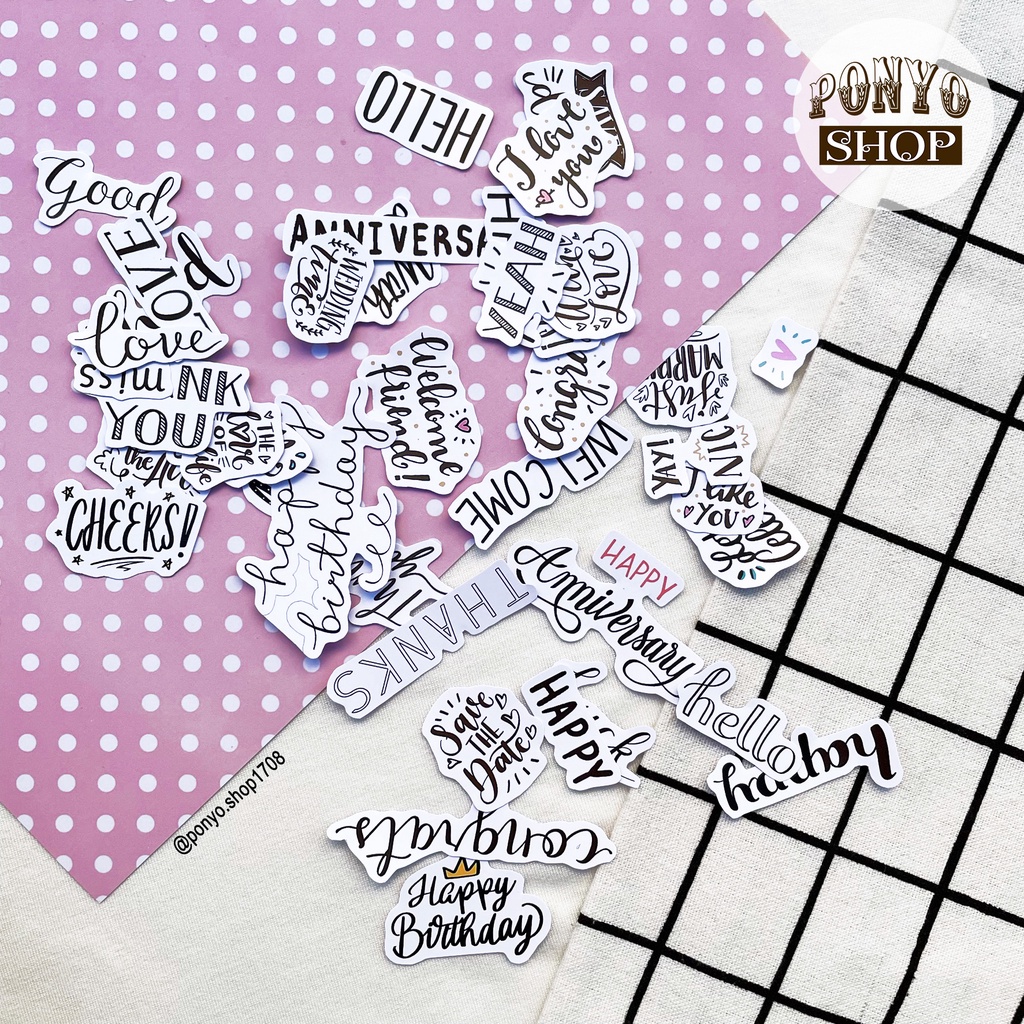 💗 Set 40 sticker 𝐁𝐞𝐬𝐭 𝐖𝐢𝐬𝐡𝐞𝐬 - Happy anniversary (cắt sẵn) trang trí sổ tay