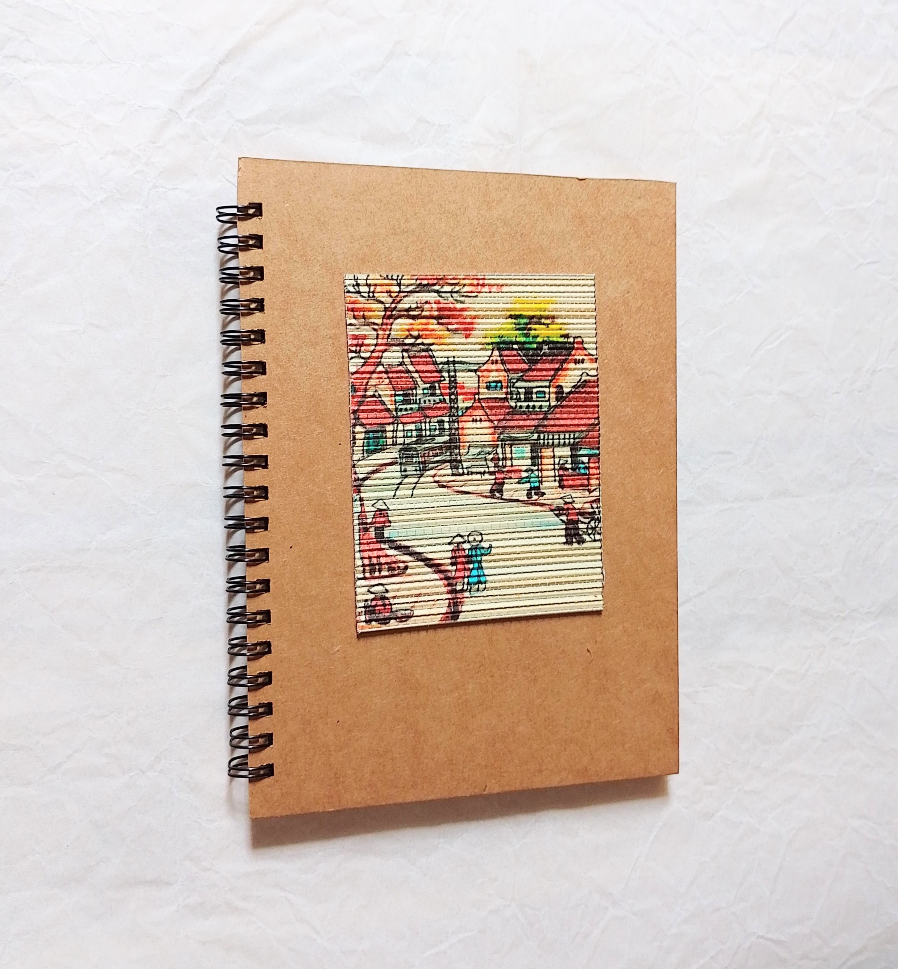 Sổ tay Handmade gáy lò xo xoắn, Giấy Kraft nâu không dòng kẻ, Viết nhật kí, Ghi chú, Phác họa, Làm quà tặng, khổ A6