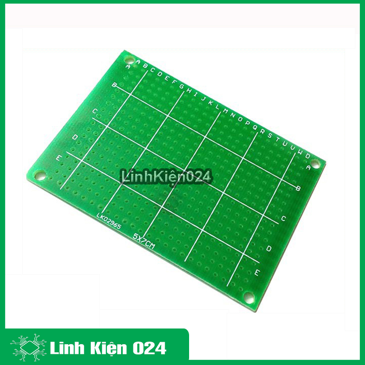 Combo 5 phíp đồng PCB đục lỗ 1 mặt 5X7 Cm xanh tốt