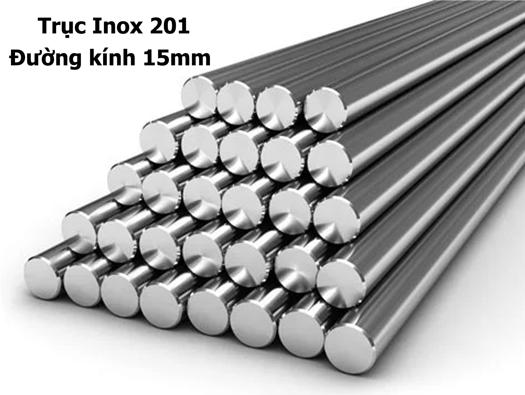 Thanh inox 201 tròn đặc bằng thép không gỉ đường kính chính xác 15mm , 15 ly , phi 15 , 15 mm dài 200mm