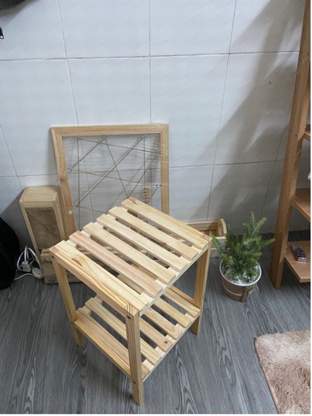 Kệ Tab Đầu Giường 2 Tầng - Gỗ Thông Nhập Khẩu