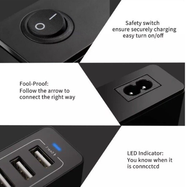 [HCM][BẢO HÀNH 6 THÁNG] Ổ cắm USB 50W Sạc Nhanh Thông Minh 10 Cổng USB