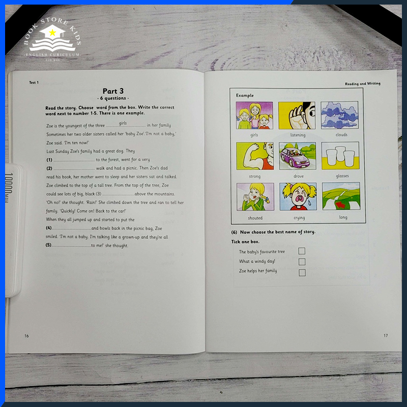 Test Mover Level 1,2,3 (tùy chọn) cho bé tặng kèm file nghe.