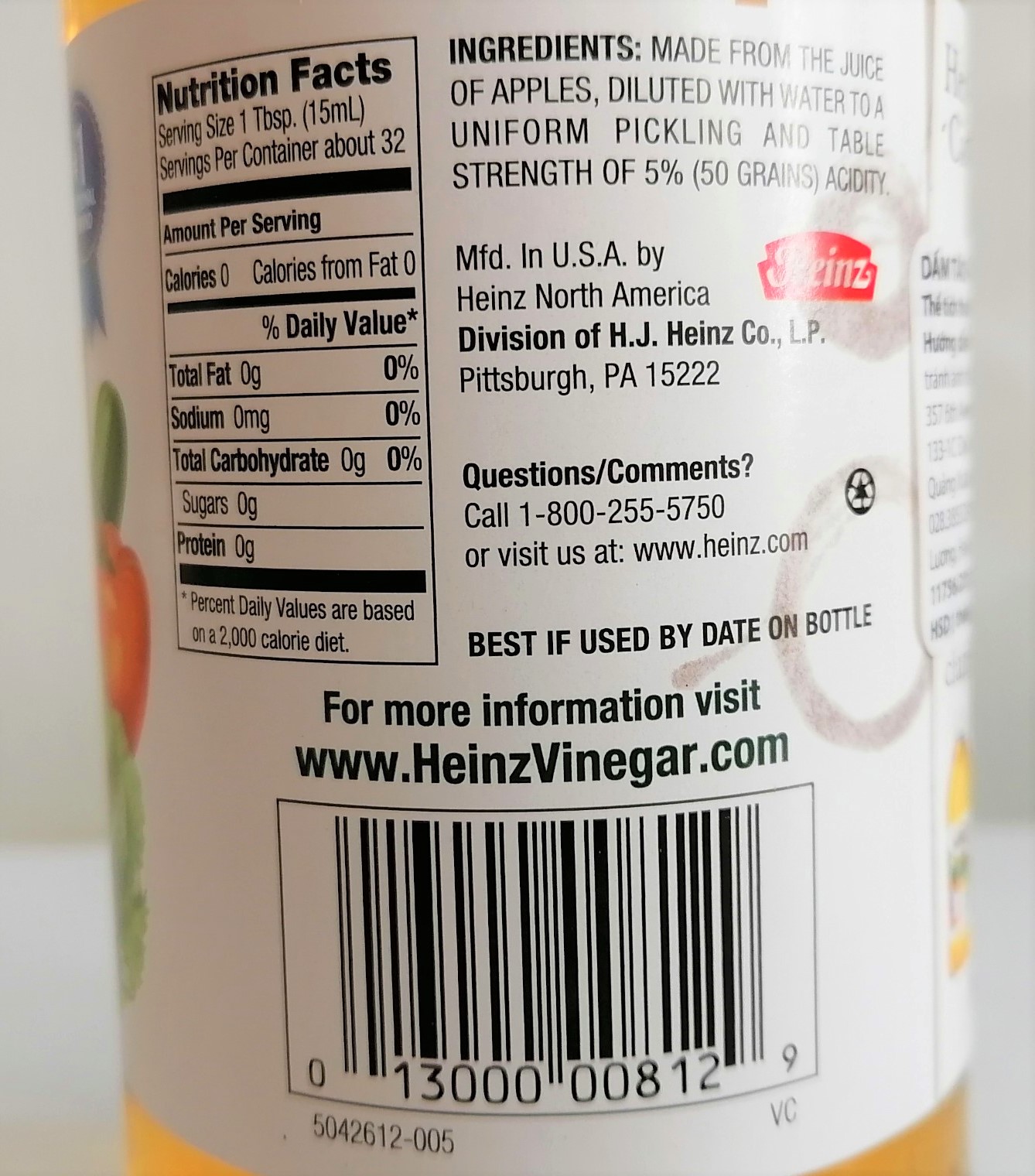 [CHAI TT 473ml] GIẤM TÁO [USA] HEINZ Apple Cider Vinegar