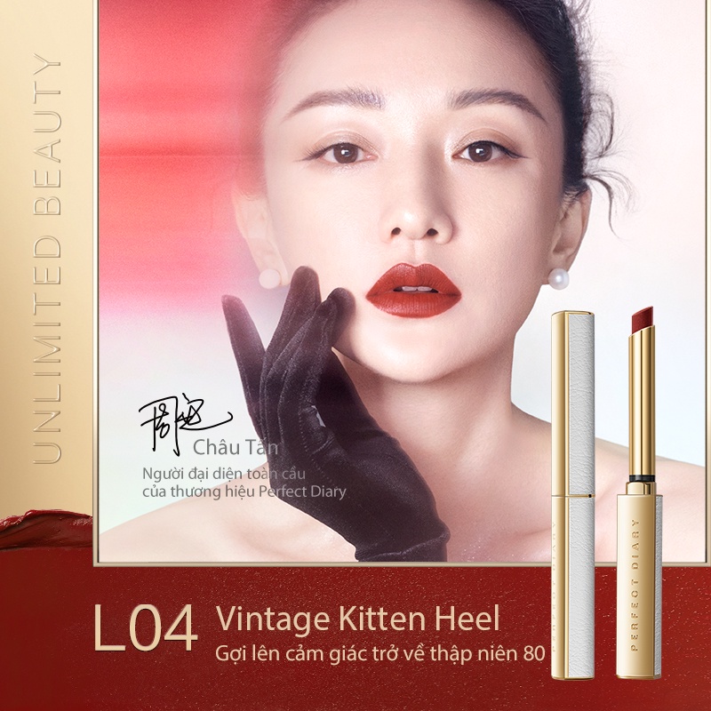 Perfect Diary Saturated Rouge Intense Velvet Slim Lipstick Velvet Môi Lì Bộ Sưu Tập Trang Điểm Mùa Đông 8 Màu (BY)