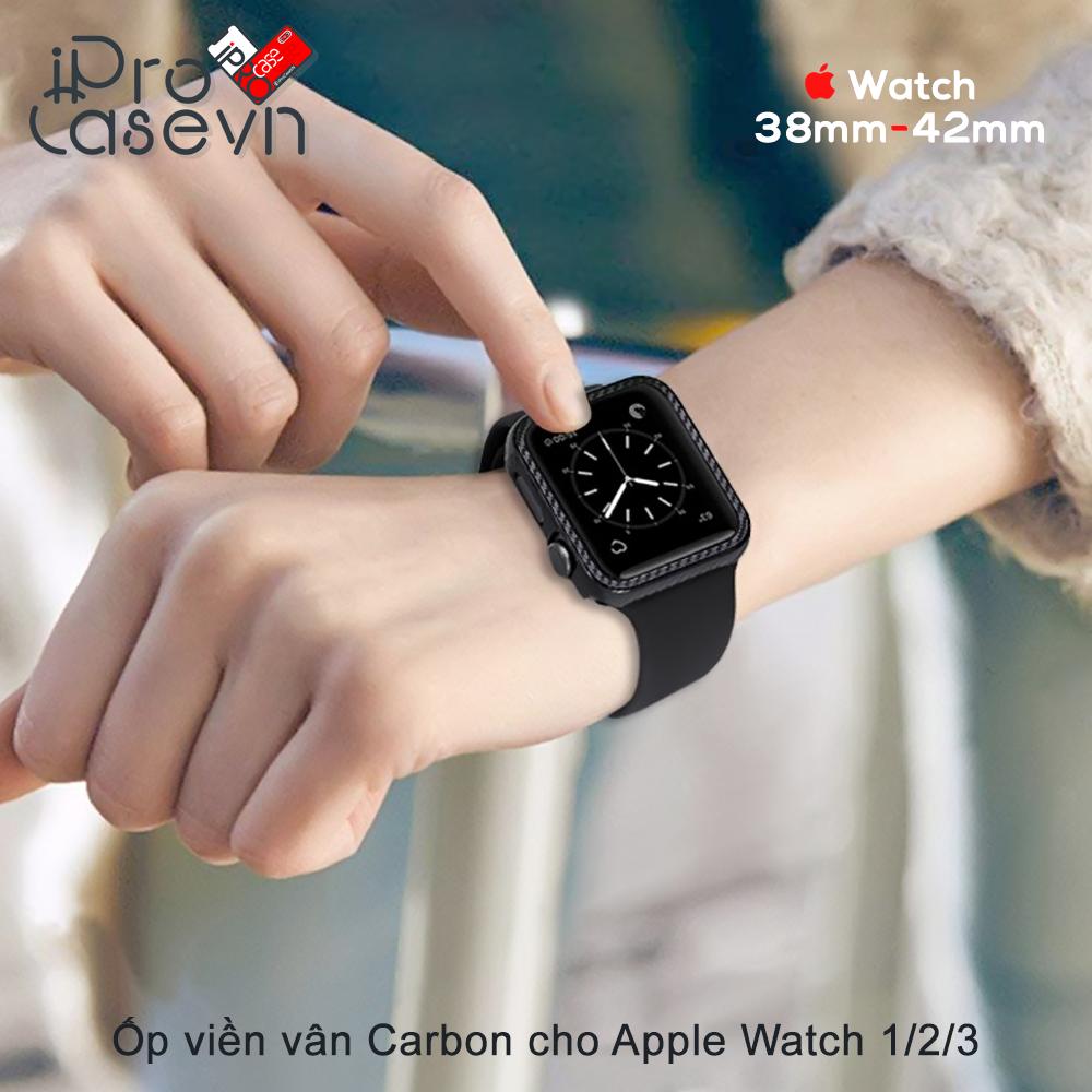 Ốp viền vân Carbon cho Apple Watch Serial 1/2/3 (size 38mm/42mm)