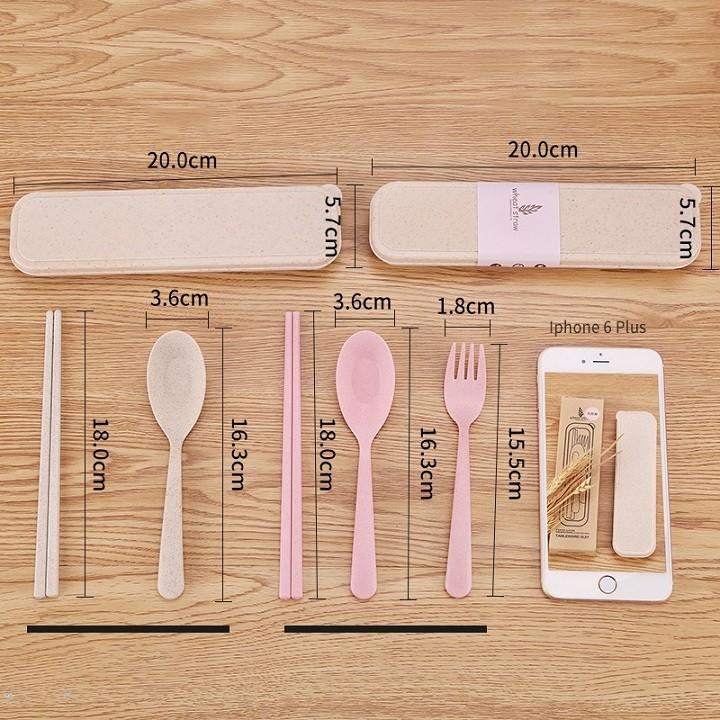 Bộ thìa dĩa đũa 3 chi tiết bằng lúa mạch - H5vrg001