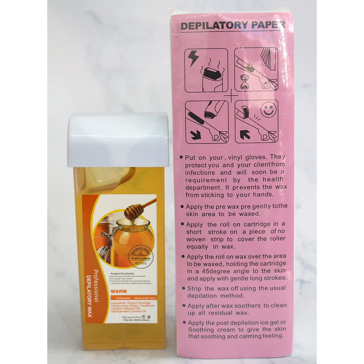Set tuýp sáp wax lông mật ong + 100 tờ giấy wax lông