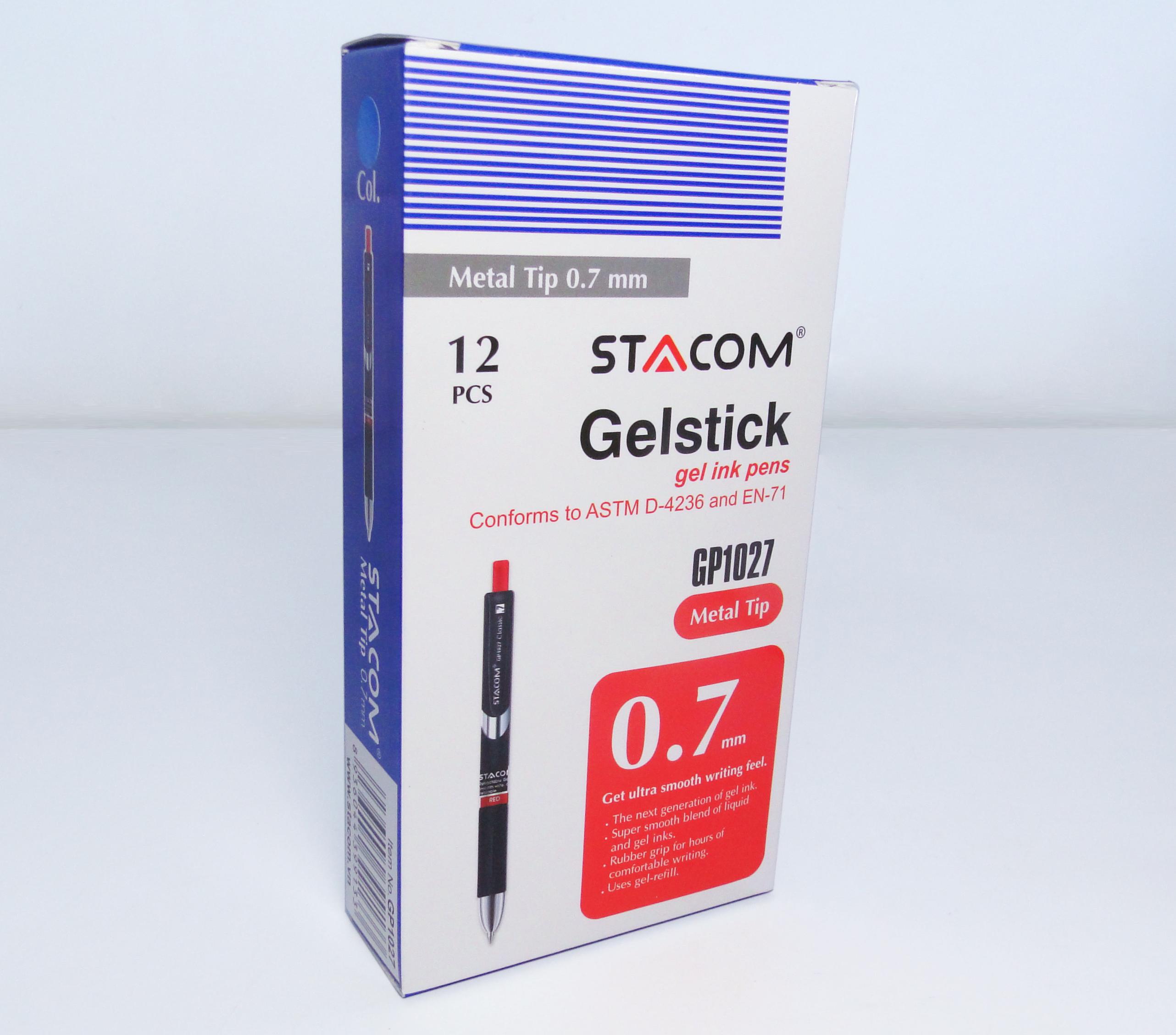 (SET 5 CÂY) Bút ký đầu bấm 0.7mm màu xanh STACOM GP1027