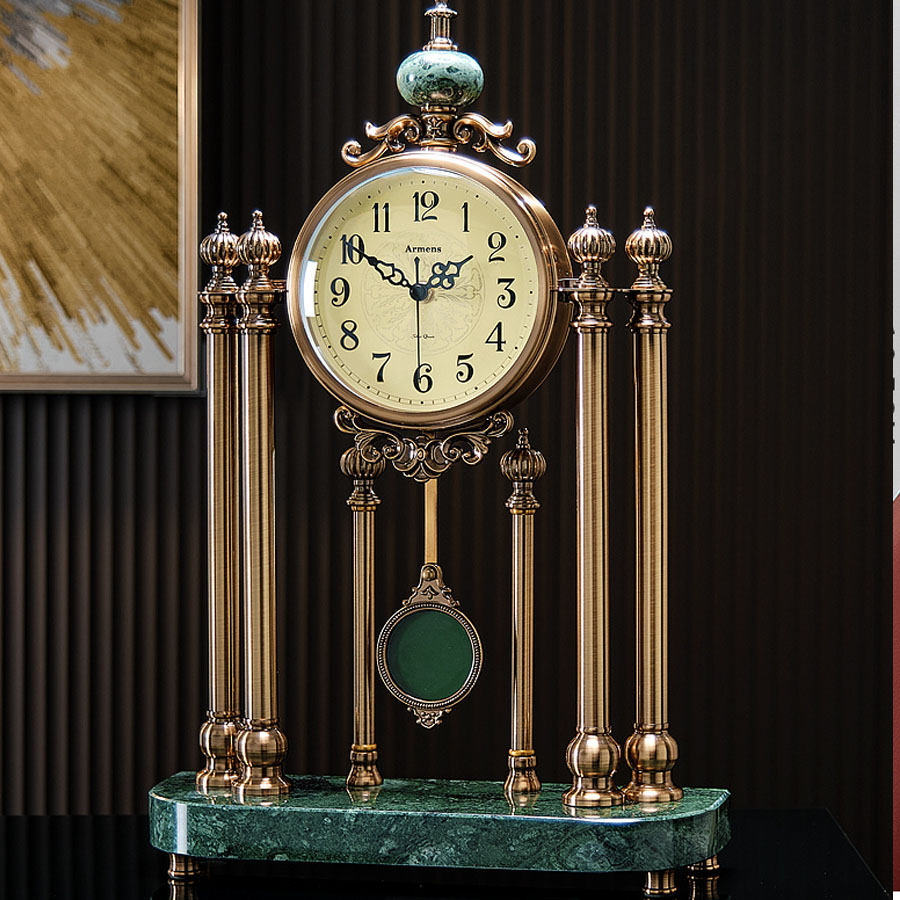Đồng hồ để bàn quả lắc phong cách Mỹ, Đồng hồ decor phong cách tân cổ điển cao cấp Micoco