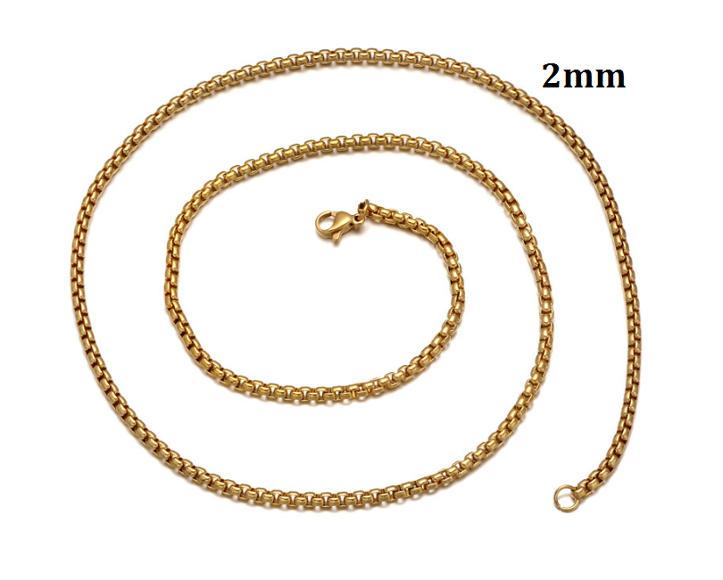 [HCM]Dây chuyền inox nam mạ vàng cá tính 2mm
