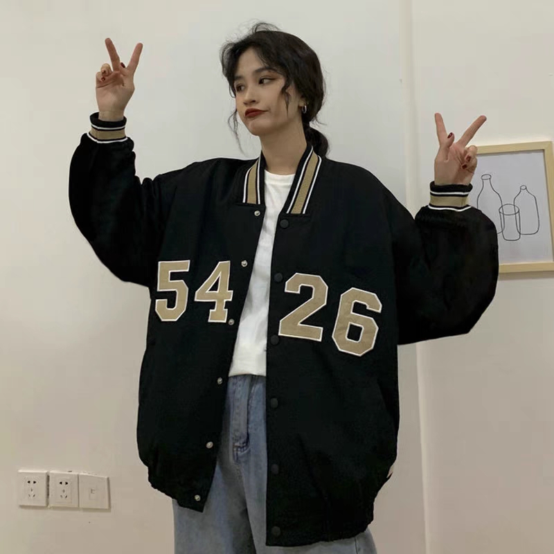 Áo khoác dù kiểu dáng bomber unisex phối cúc bấm in số 5426 mẫu mới hot teen .tp