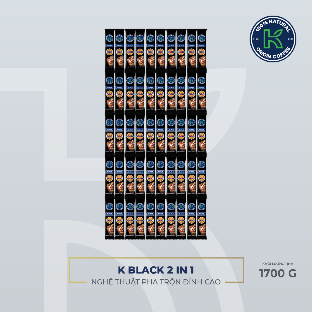 Cà phê đen hòa tan K Coffee K Black 2in1 Combo 100 Gói 17g