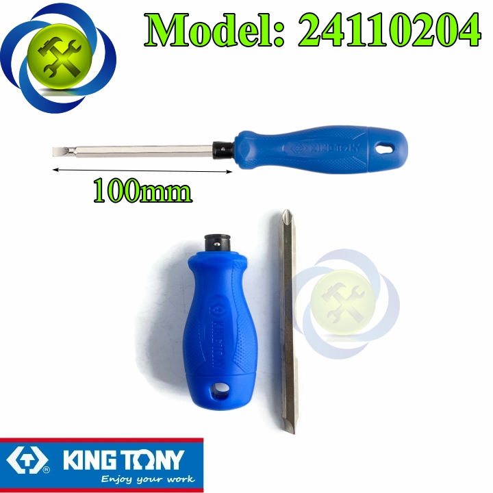 [HCM]Tua Vít 2 đầu dẹp và bake Kingtony 24110204 PH2X100mm cán nhựa màu xanh