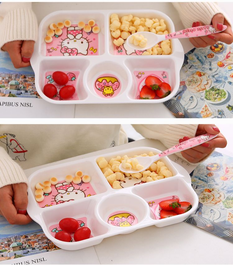 Khay nhựa ăn dặm cho bé hình Hello Kitty