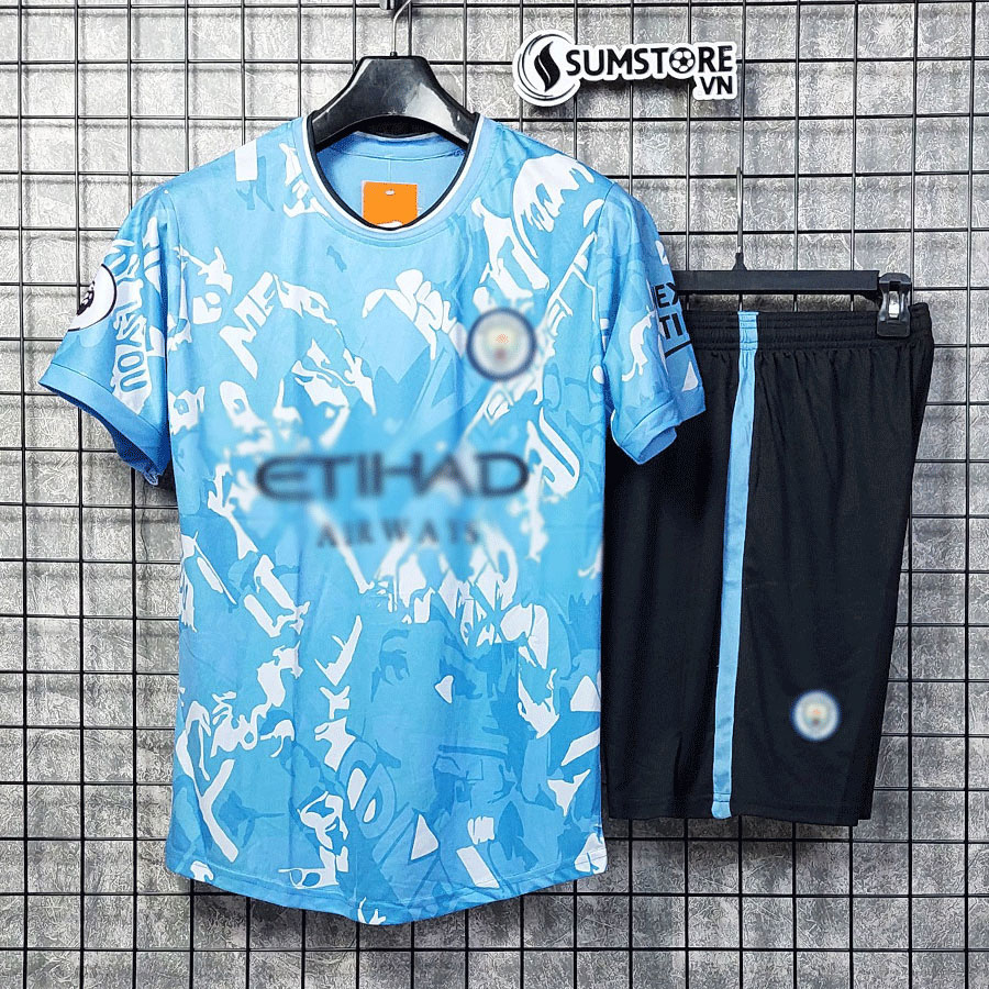 Áo Bóng Đá CLB Man City Xanh Ya ZK - Đồ Đá Banh Cao Cấp 2023