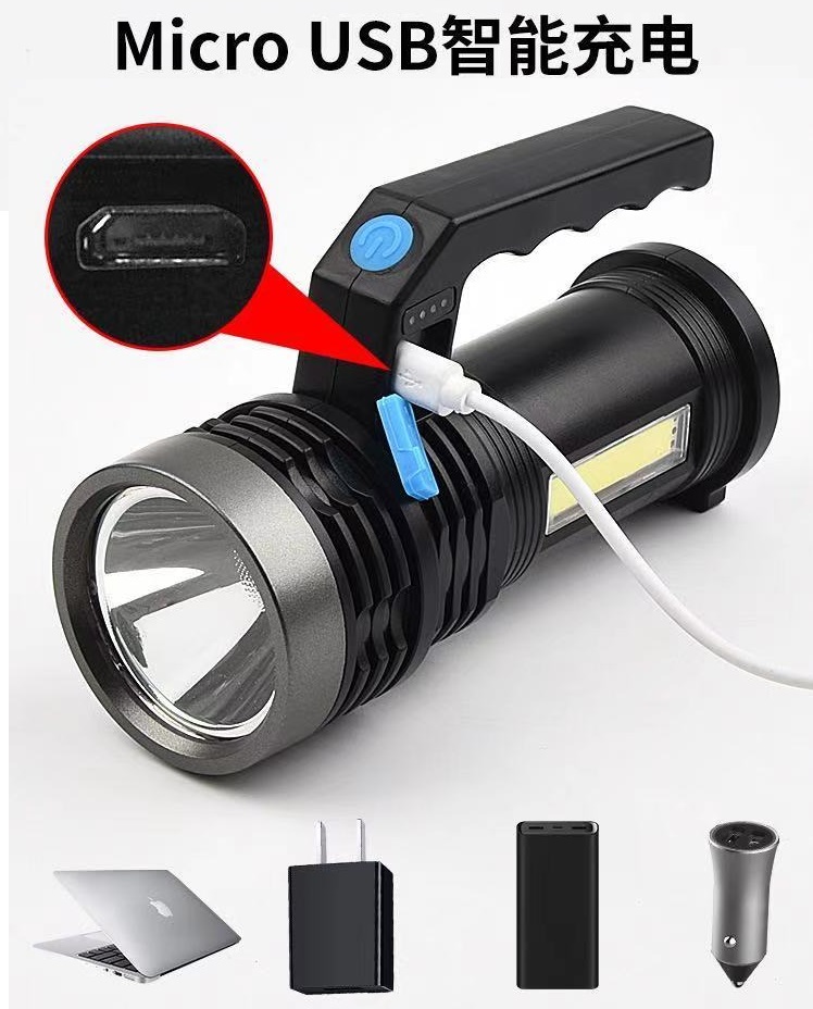 (kèm dây sạc ) Đèn pin sạc Work lights cam tay có 2 chế độ đền pin và đèn cạnh siêu sáng - đèn pin mini - den pin cam tay - đèn bão