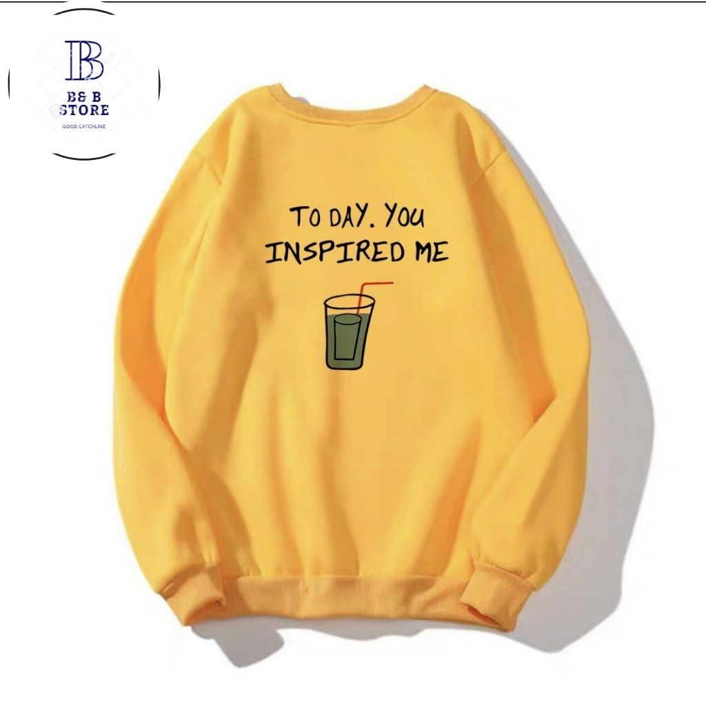 Áo sweater nỉ unisex form rộng nam nữ in ly nước cực đẹp