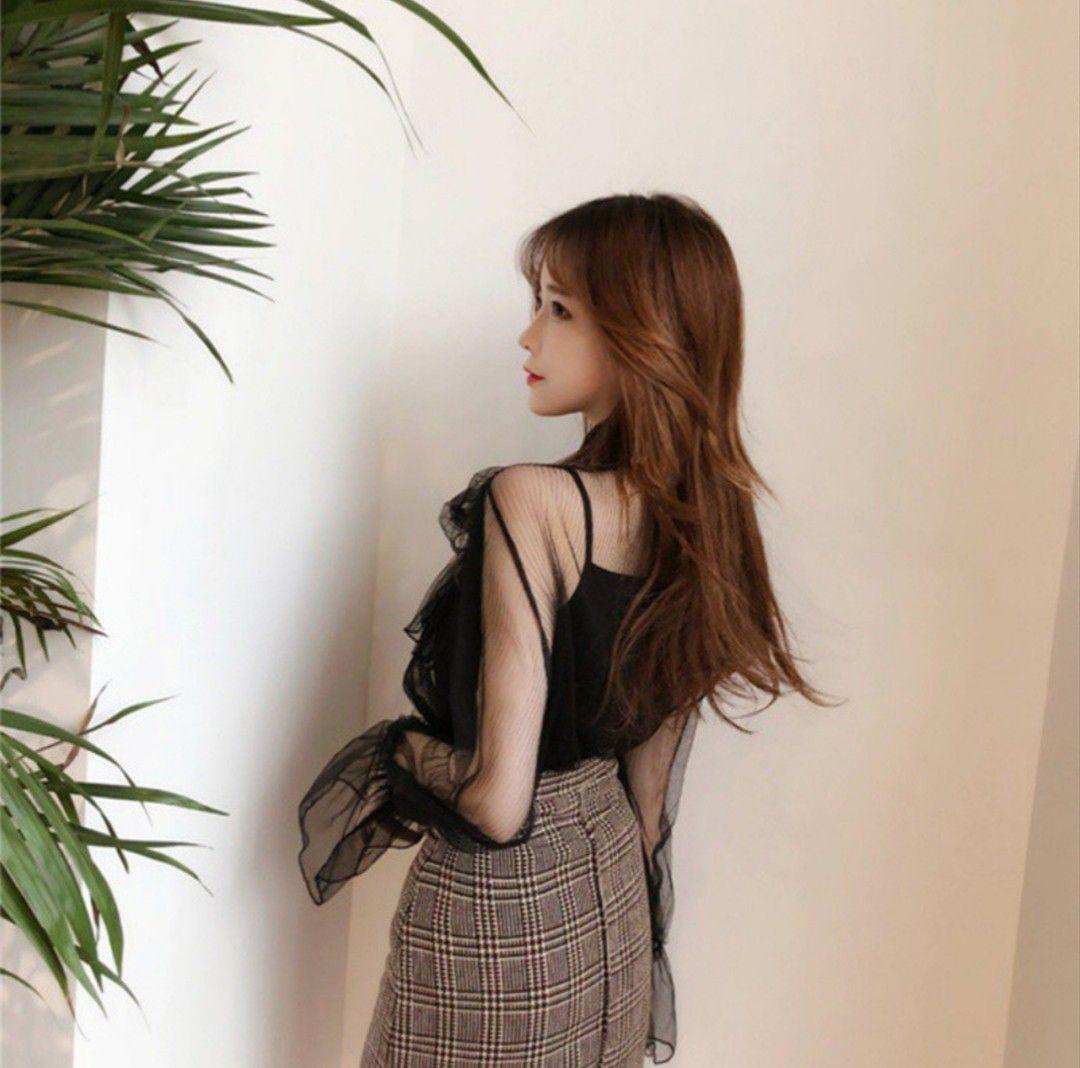 Áo sơ mi ren cột nơ tiểu thư 11318-2 ( MÀU ĐEN )