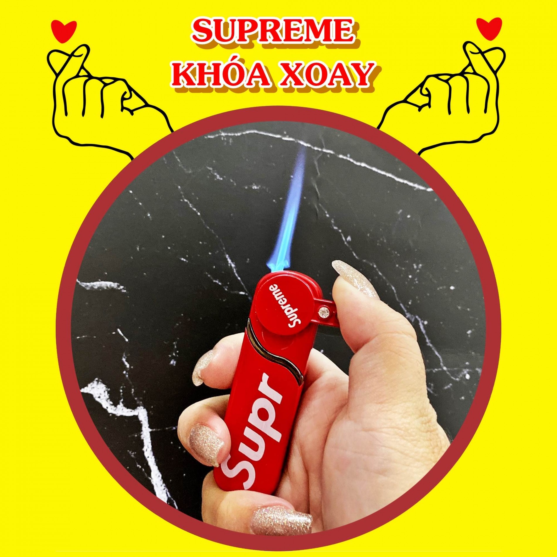 Bật Lửa Khè SUPREME Khoá Xoay  - (Xài Gas)