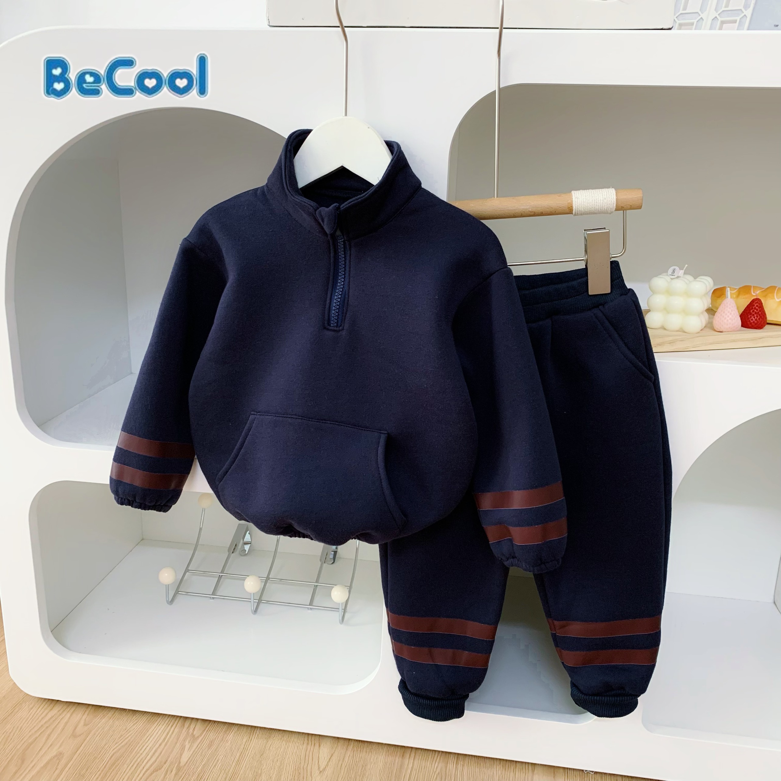 Bộ nỉ bông cho bé, bộ cổ khóa chất nỉ bông cực ấm cho bé - sumo city