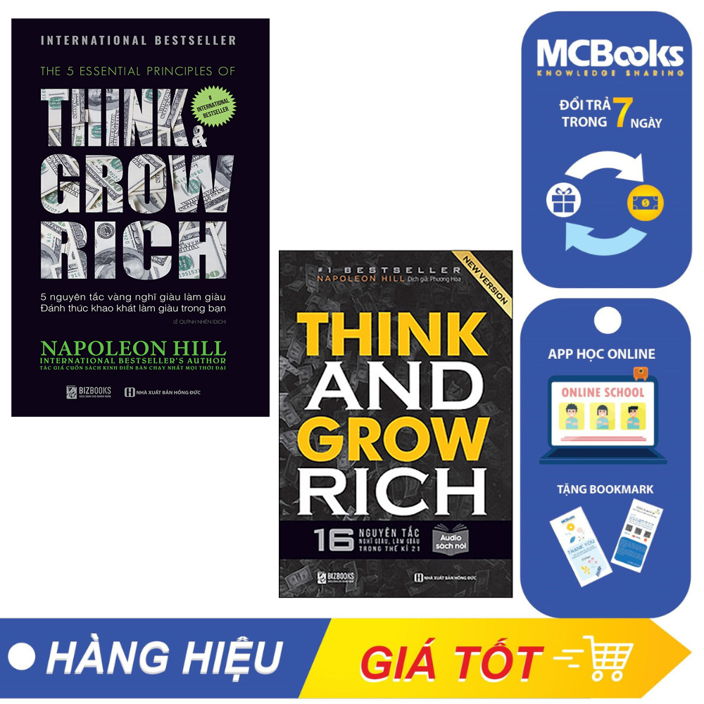 Sách - Combo Think and Grow Rich: 16 Nguyên tắc nghĩ giàu làm giàu trong thế kỉ 21 -5 nguyên tắc vàng nghĩ giàu làm giàu - McBooks
