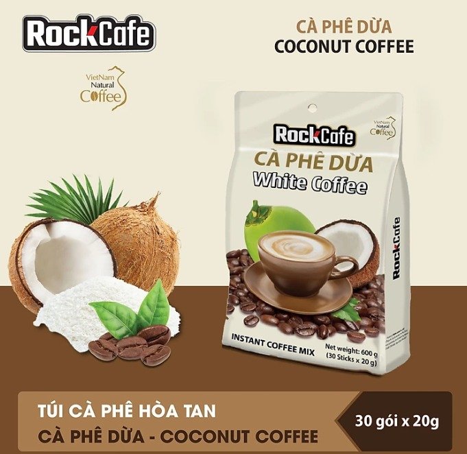 RockCafe - Cà phê dừa túi 600g(30 gói x 20g)