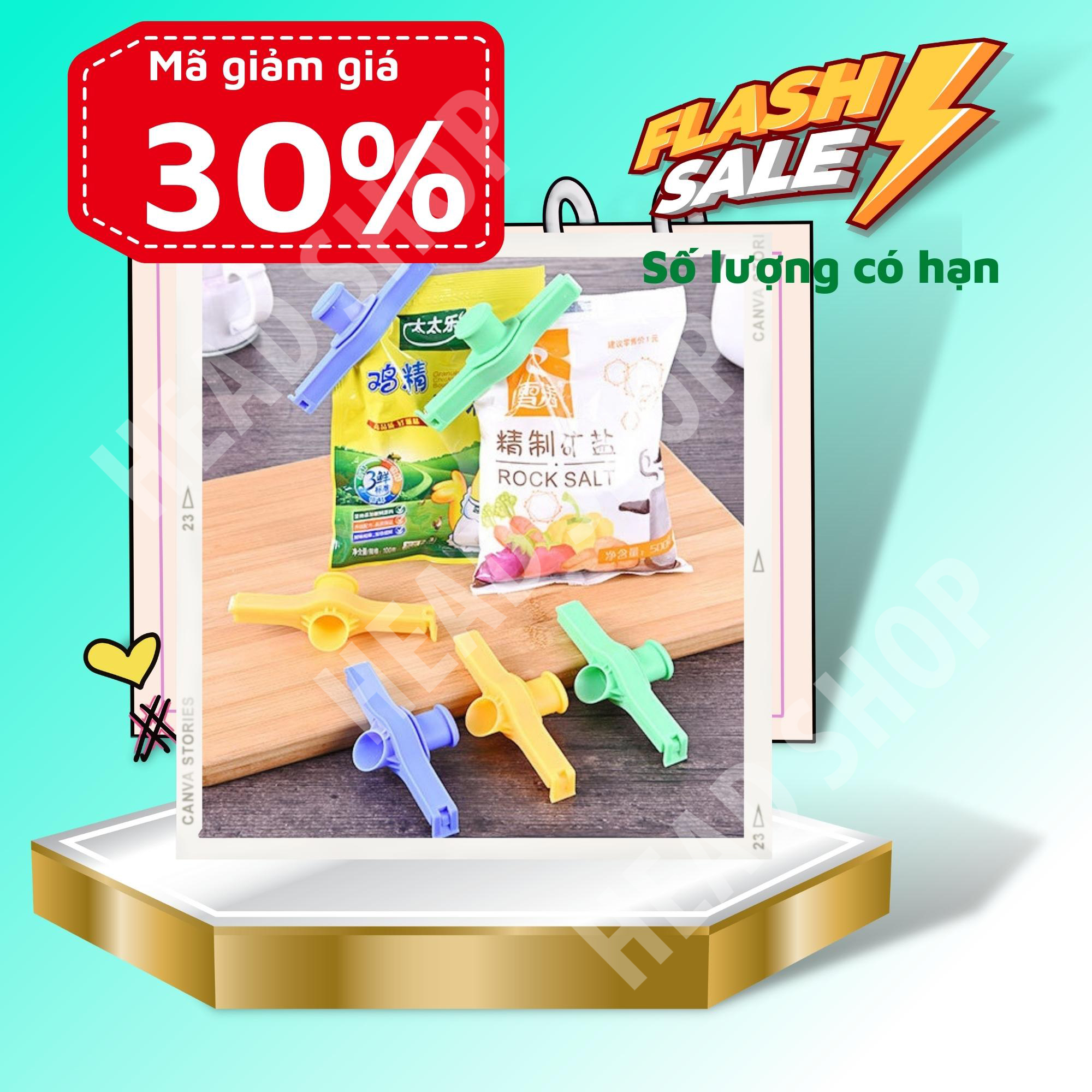 Kẹp Miệng Túi Có nắp L5 Kẹp niêm phong túi thức ăn, túi sữa đa năng HEADSHOP