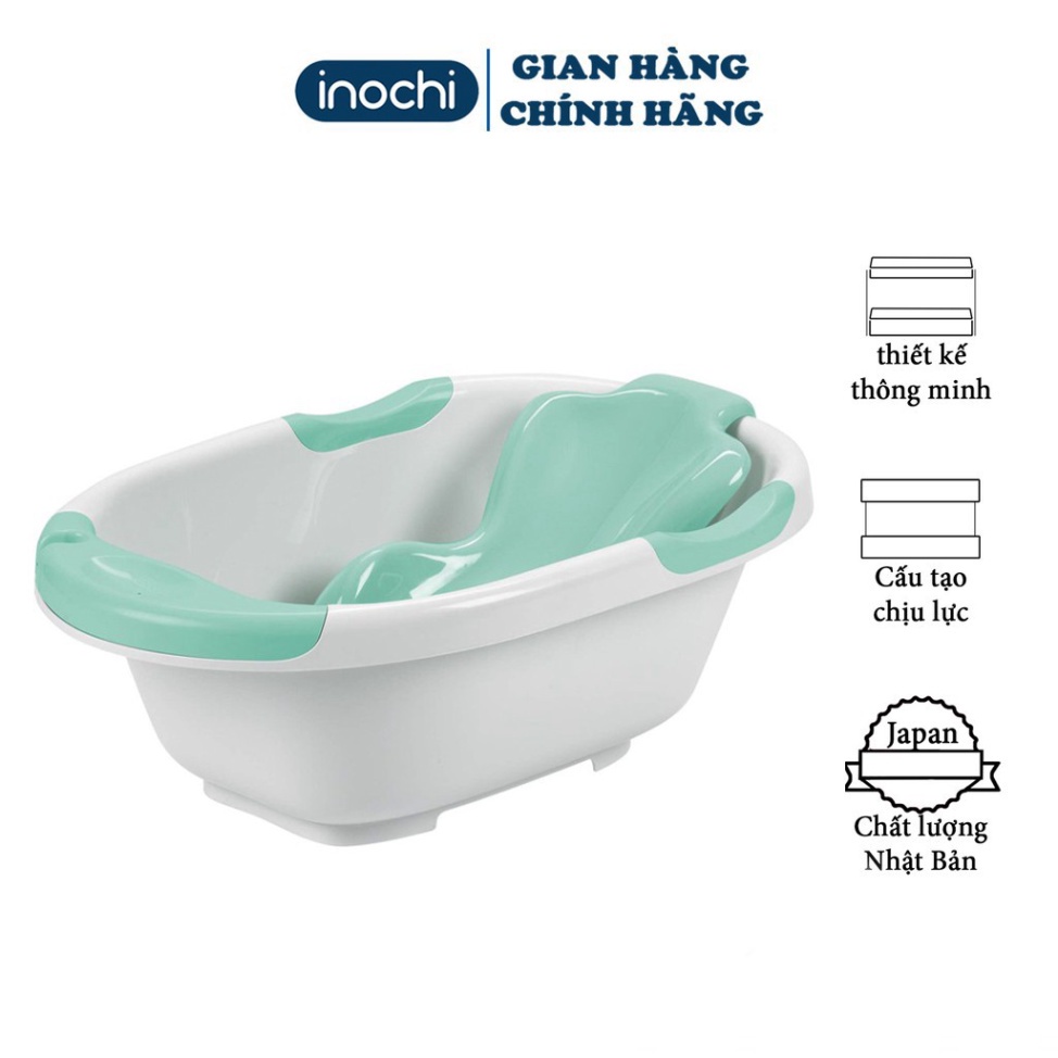 Bộ Chậu Tắm, Thau Tắm Cho Bé Notoro Nhật Bản INOCHI - Thiết Kế Rộng Có Tay Nắm Và Tựa Chống Trượt Cho Bé