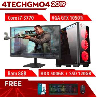 máy tính chơi game 4techgm04 - 2019 core i7-3770, ram 8gb, hdd 500gb + ssd 120gb, vga gtx 1050ti, màn hình 24 inch - tặng bộ phím chuột gaming dareu.