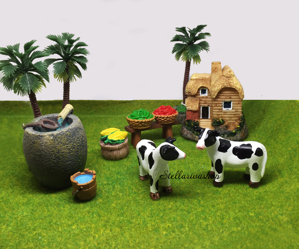 [HCM]Mô hình bò sữa trang trí tiểu cảnh terrarium