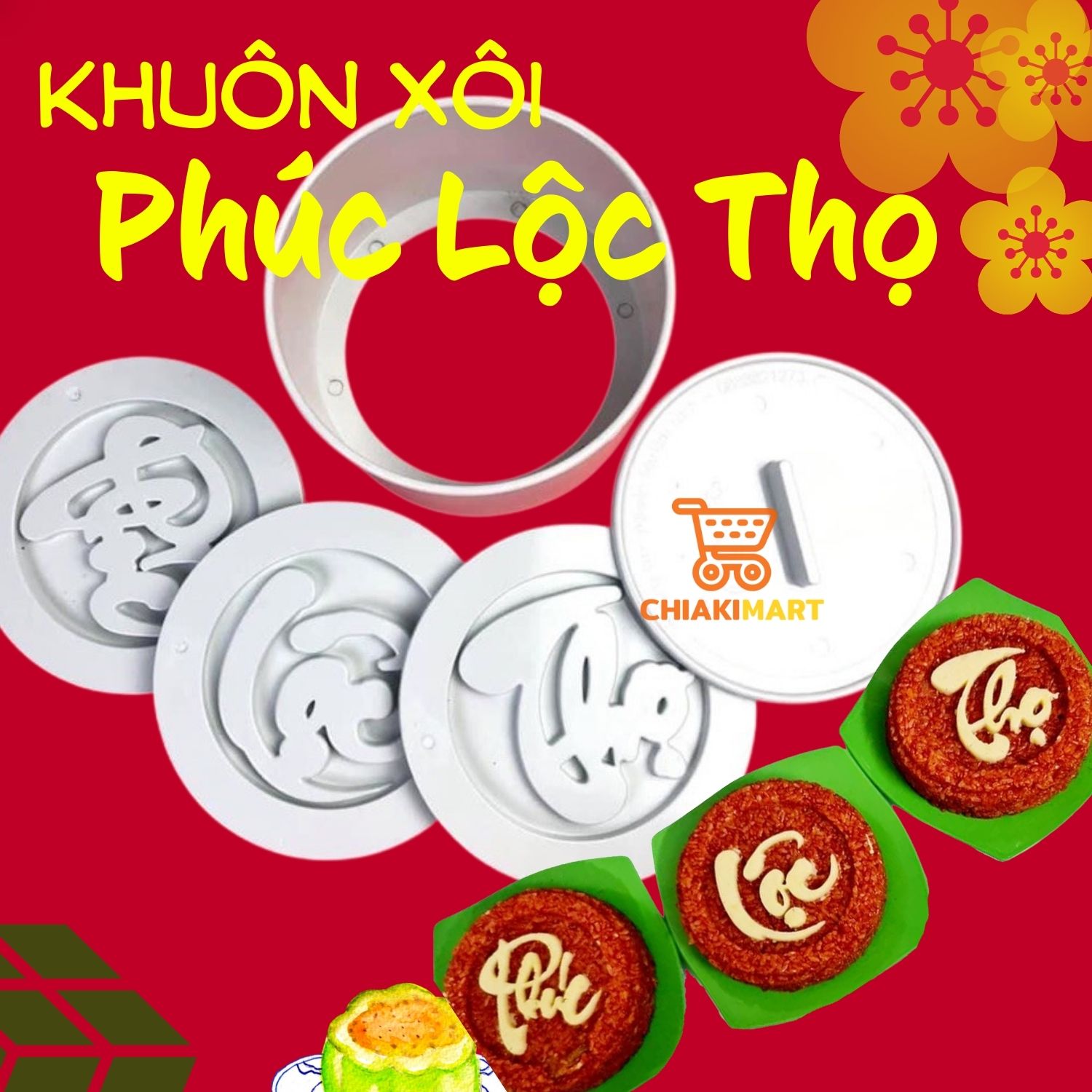 Khuôn Xôi Tạo Kiểu Chữ Phúc Lộc Thọ - Khuôn Xôi, Khuôn Bánh Phúc Lộc Thọ