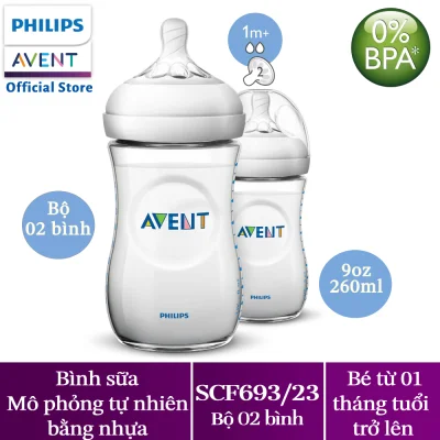 Bình sữa Philips Avent bằng nhựa không có BPA 260ml - đôi (SCF693/23) - Cho bé từ 1 tháng tuổi